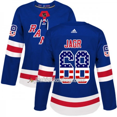 Nainen NHL New York Rangers Pelipaita Jaromir Jagr 68 Adidas 2017-2018 Sininen USA Flag Fashion Authentic